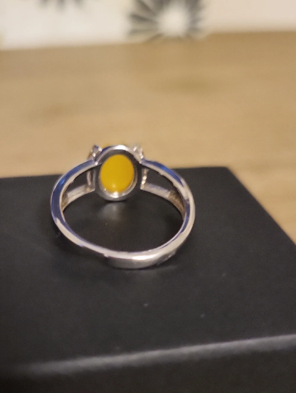 925 Silver With An Amber Oval Stone Adjustable Ring